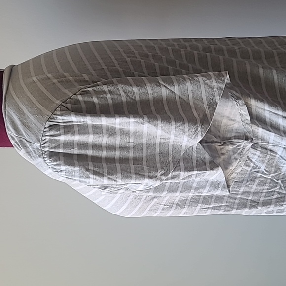 Grey & White Striped Olive Tee- LLR - Picture 3 of 4